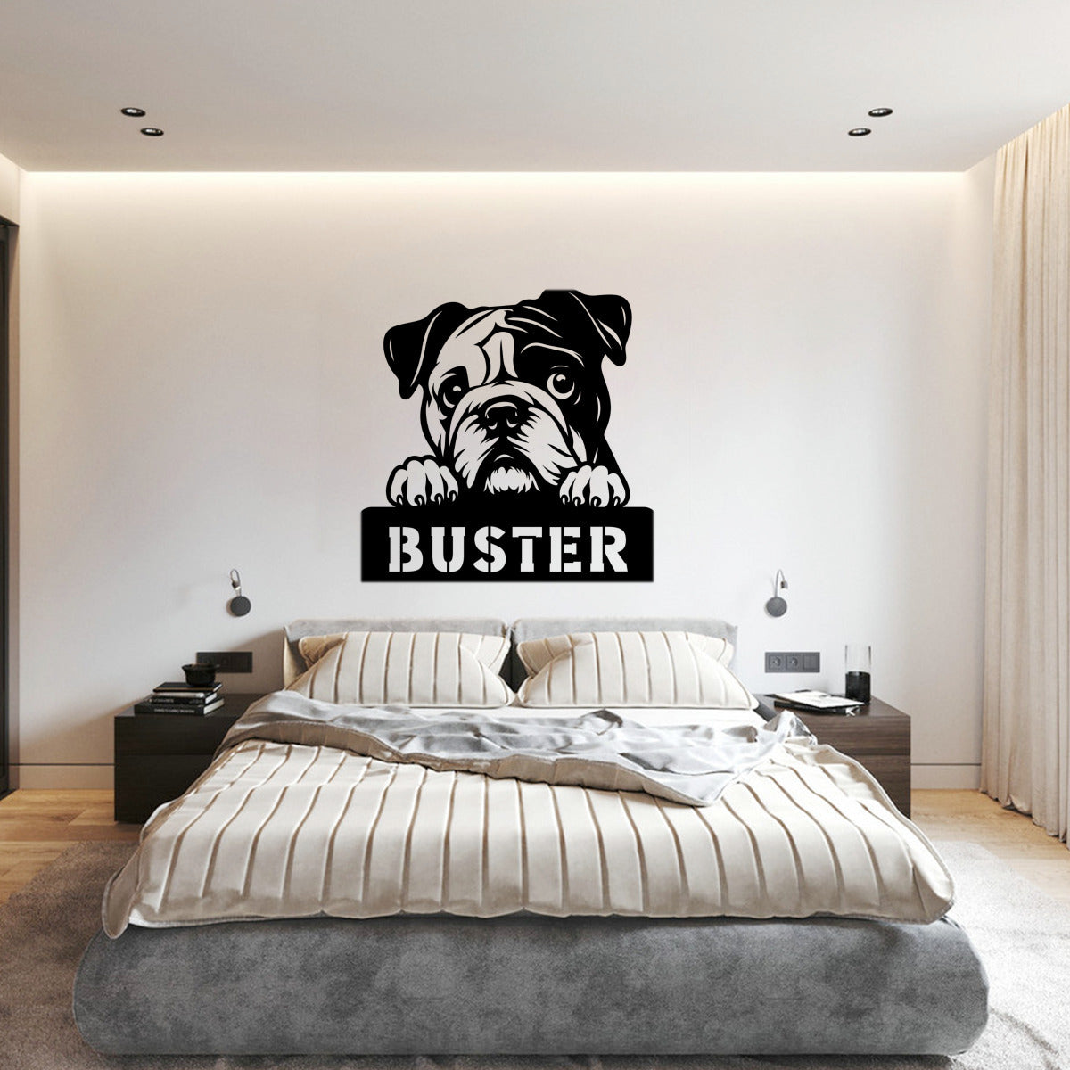 personalisiertes Metallschild mit Hundenamen - Bulldoggen Welpe