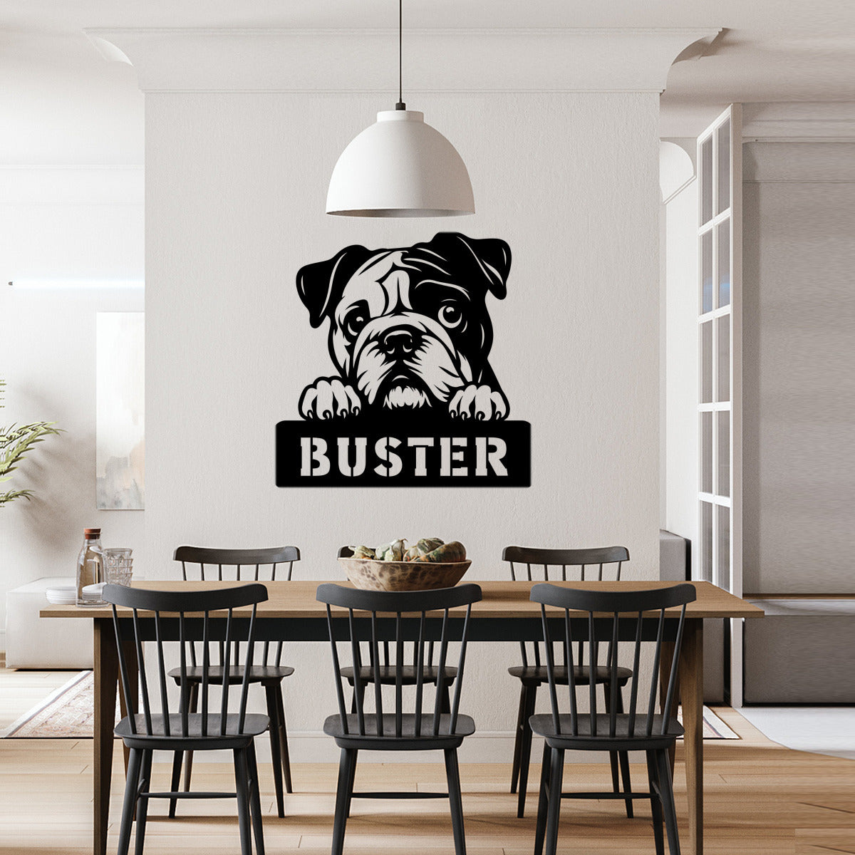 personalisiertes Metallschild mit Hundenamen - Bulldoggen Welpe