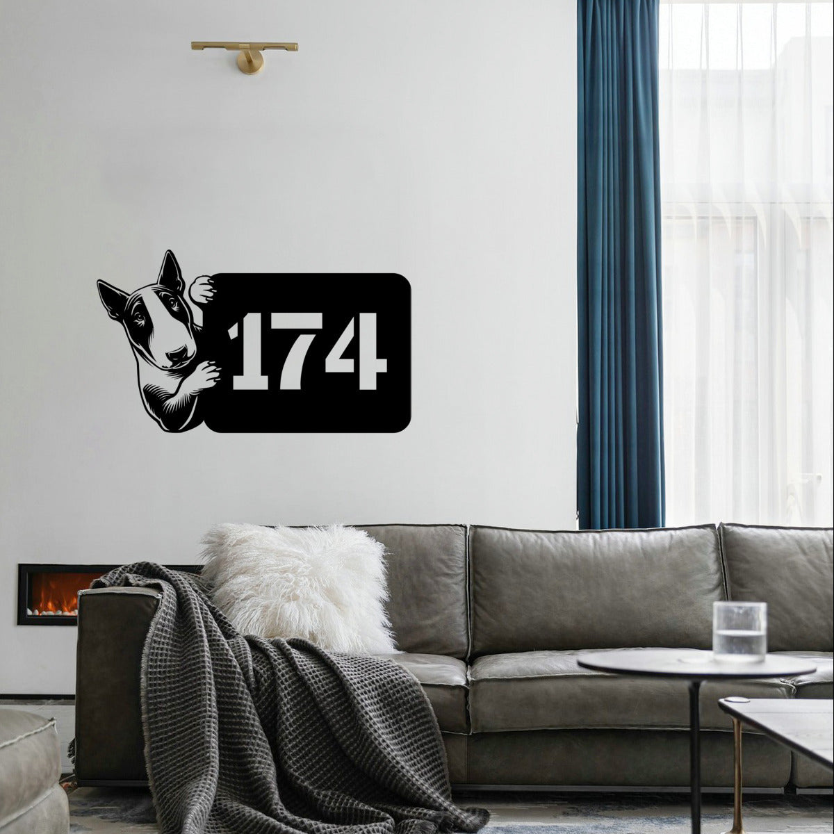 Bullterrier Metallschild als Hausnummer
