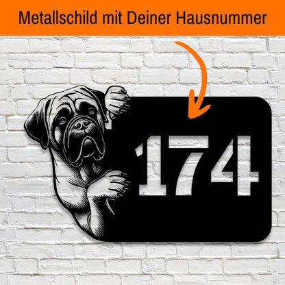 Mastiff Stahlschild - individuelle Hausnummer